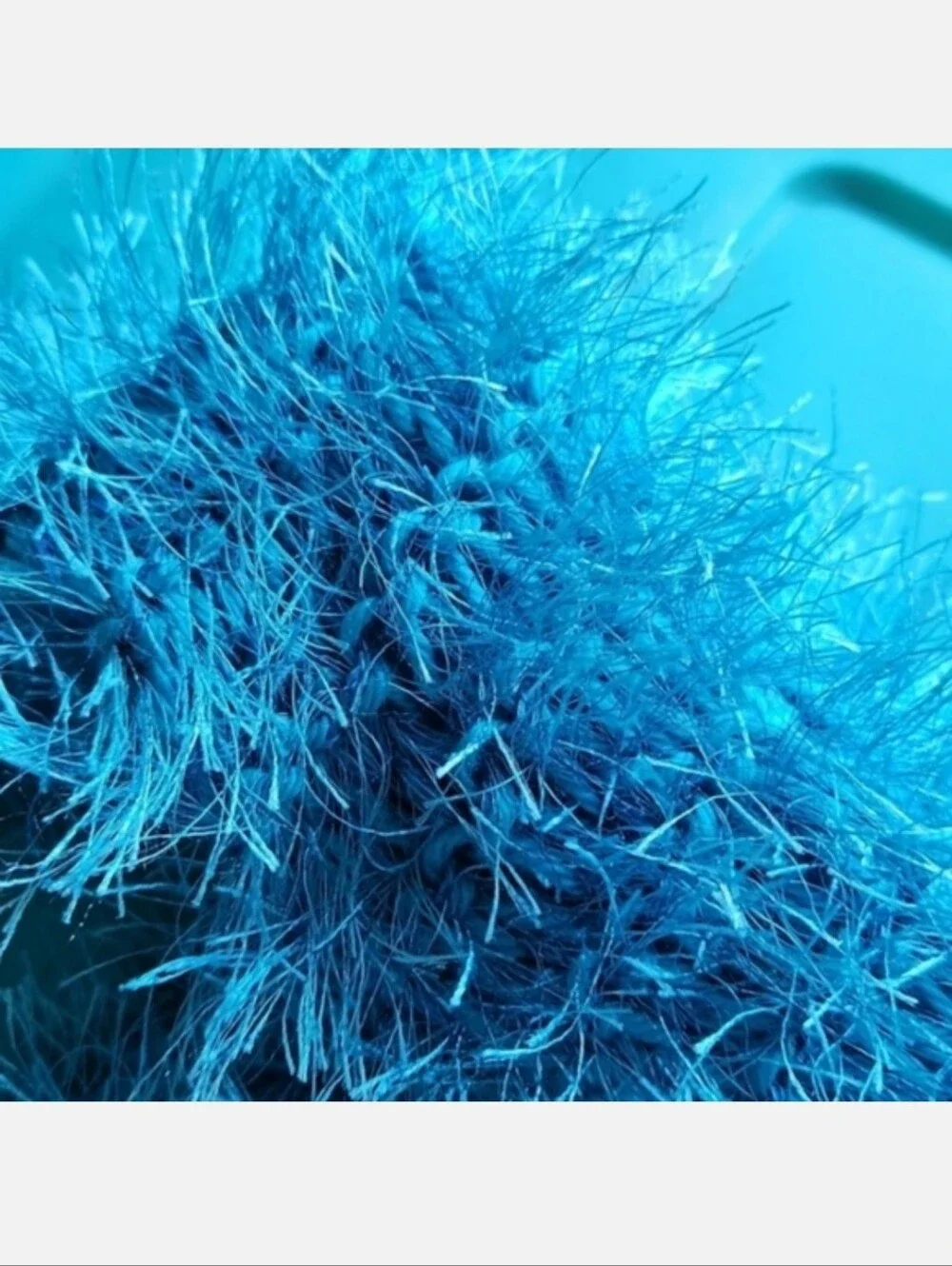 Blue Fluffy Knitted Crocheted Scarf